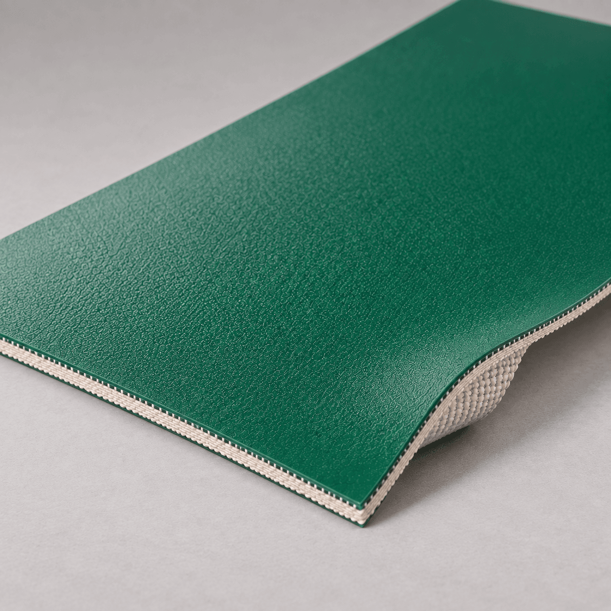 Generated illustration of green PVC matte surface conveyor belt sample